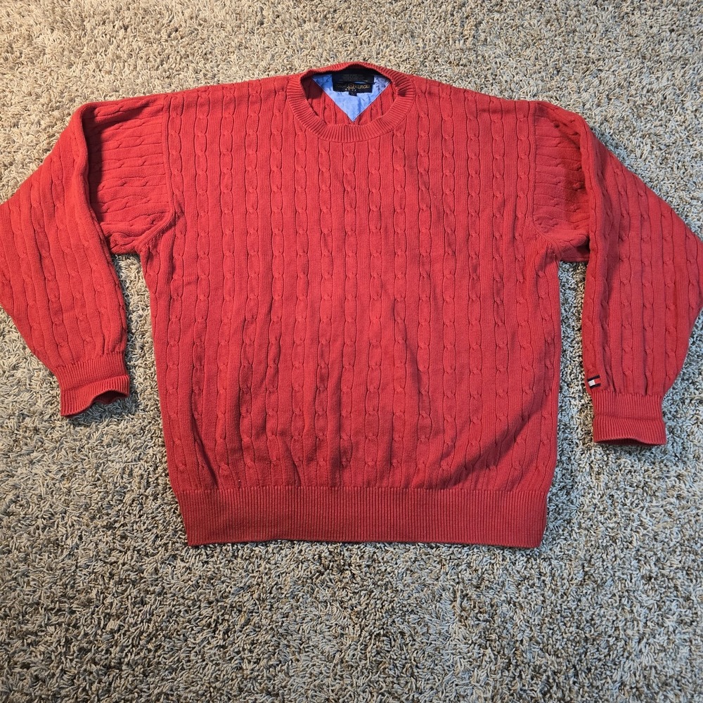 Tommy Hilfiger‎ Golf Men's Large Red Cable Knit Sweater